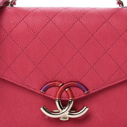 Chanel Grained Calfskin Quilted Small Cuba Top Handle Flap Pink 10 of 11