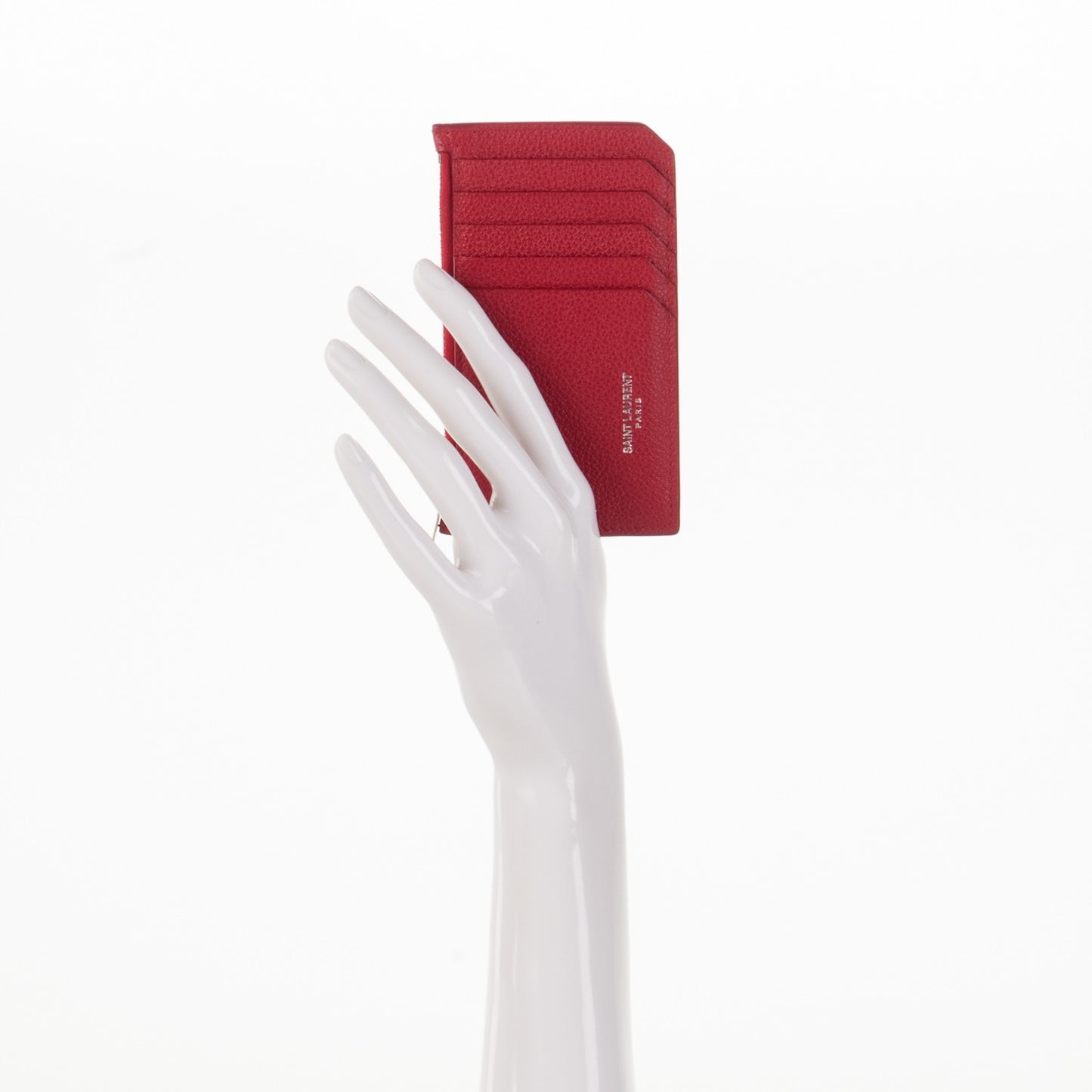 Grained Calfskin 5 Fragments Zip Pouch Card Holder New Red