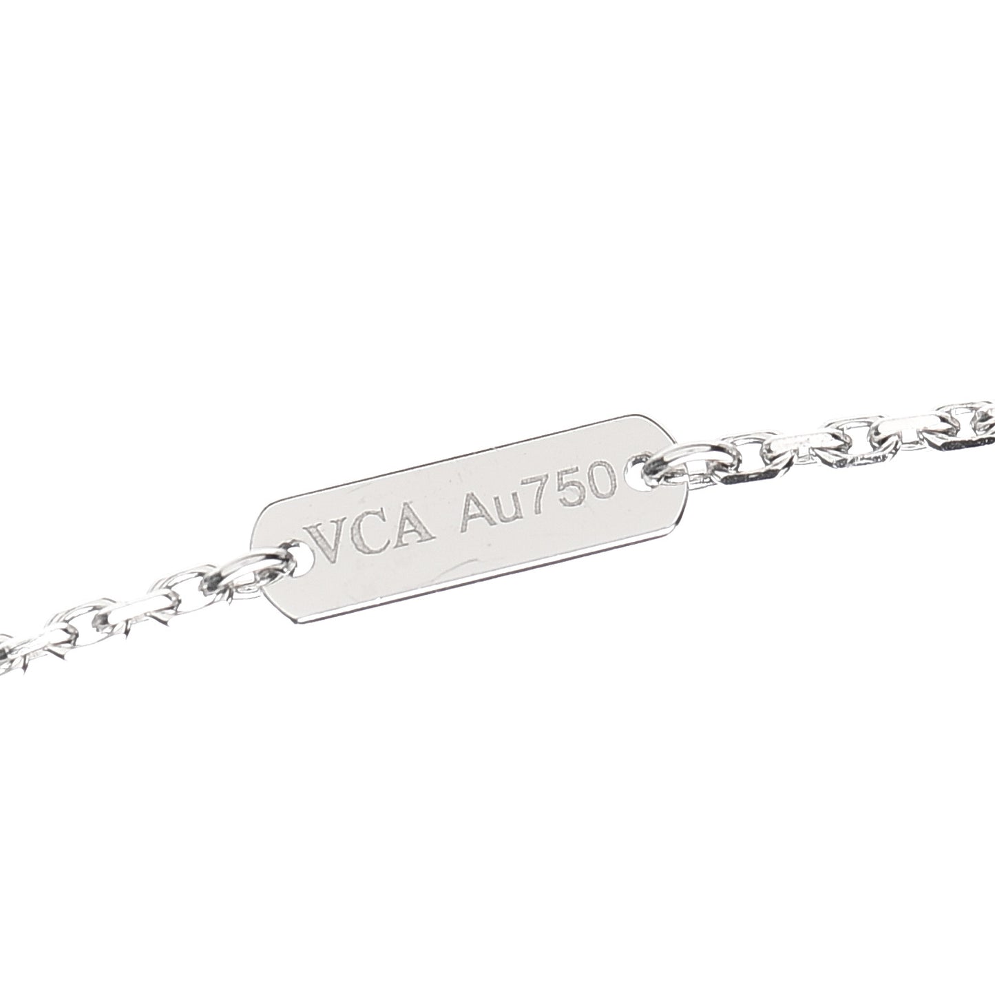 18K White Gold Diamond Vintage Alhambra Pendant Necklace