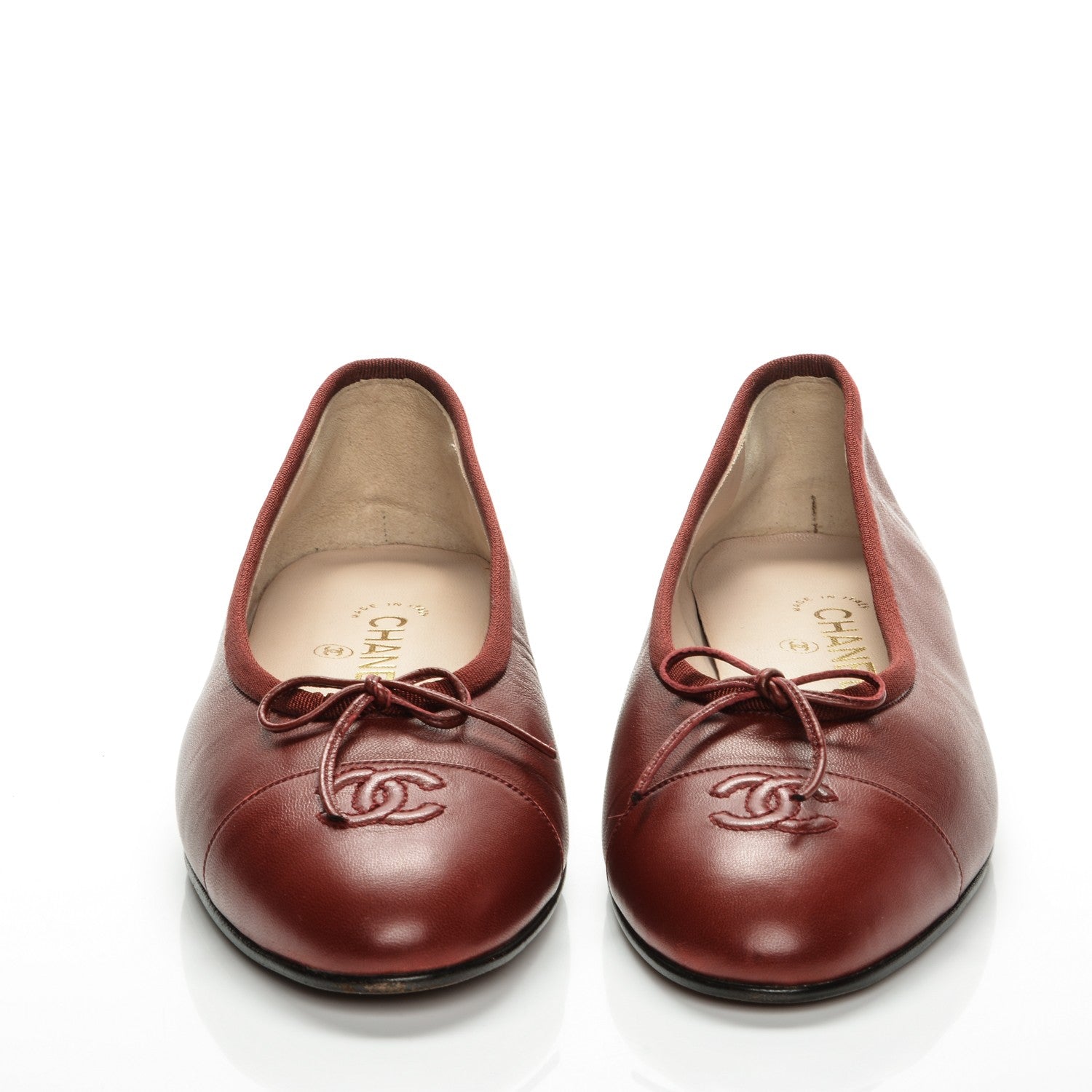 Chanel Lambskin Cap Toe Ballerina Flats 39.5 Bordeaux 2 of 7