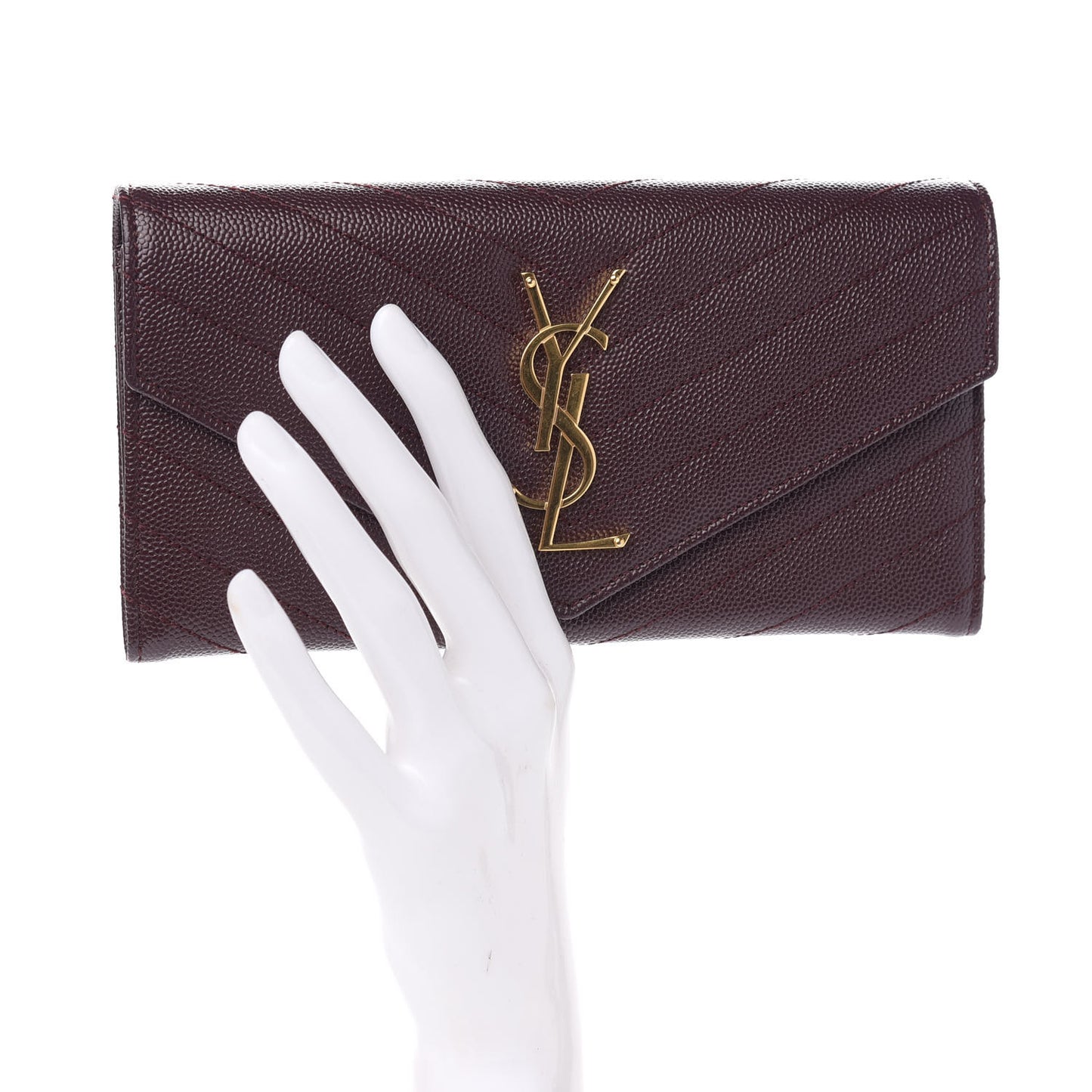 Calfskin Matelasse Chevron Monogram Flap Wallet Amaranto