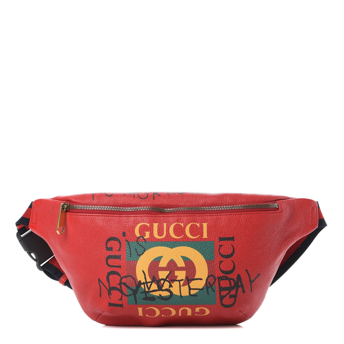 Grained Calfskin Coco Capitan Logo Belt Bag Hibiscus Red