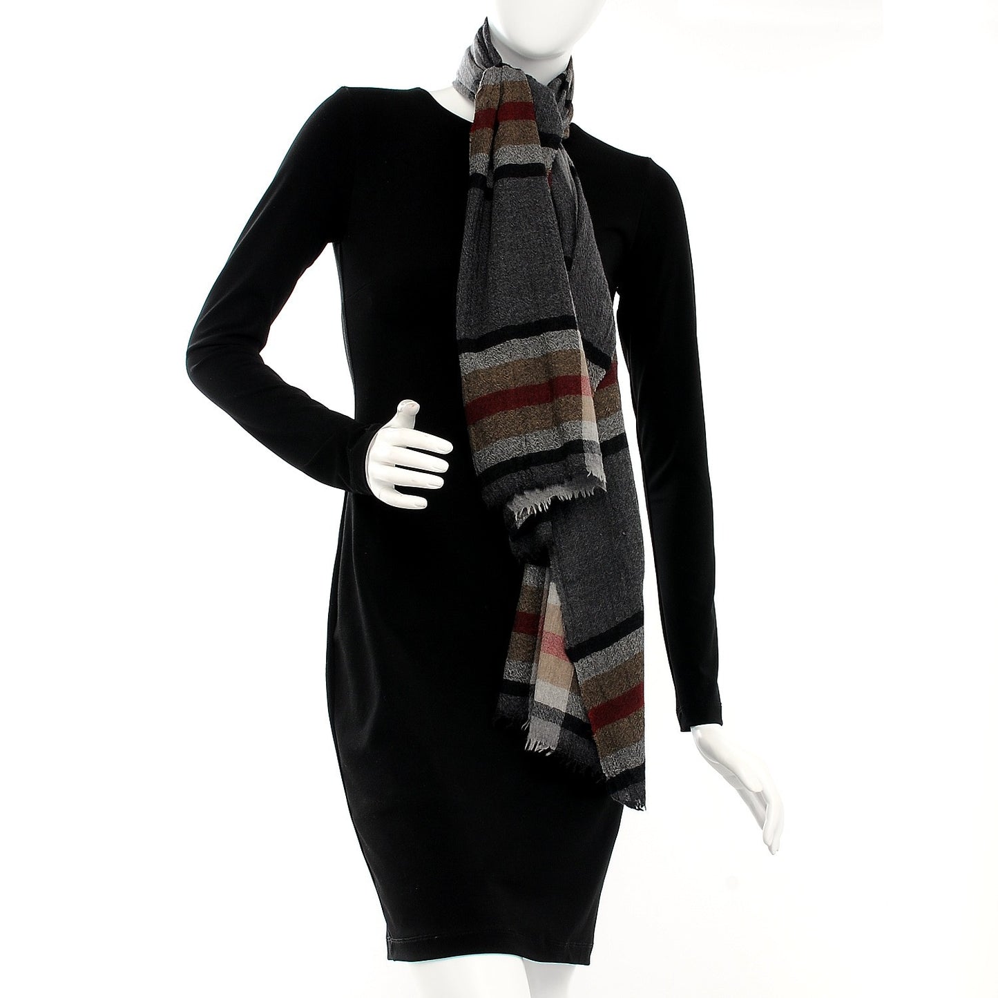 Wool Silk Ombre Gauze Scarf Grey
