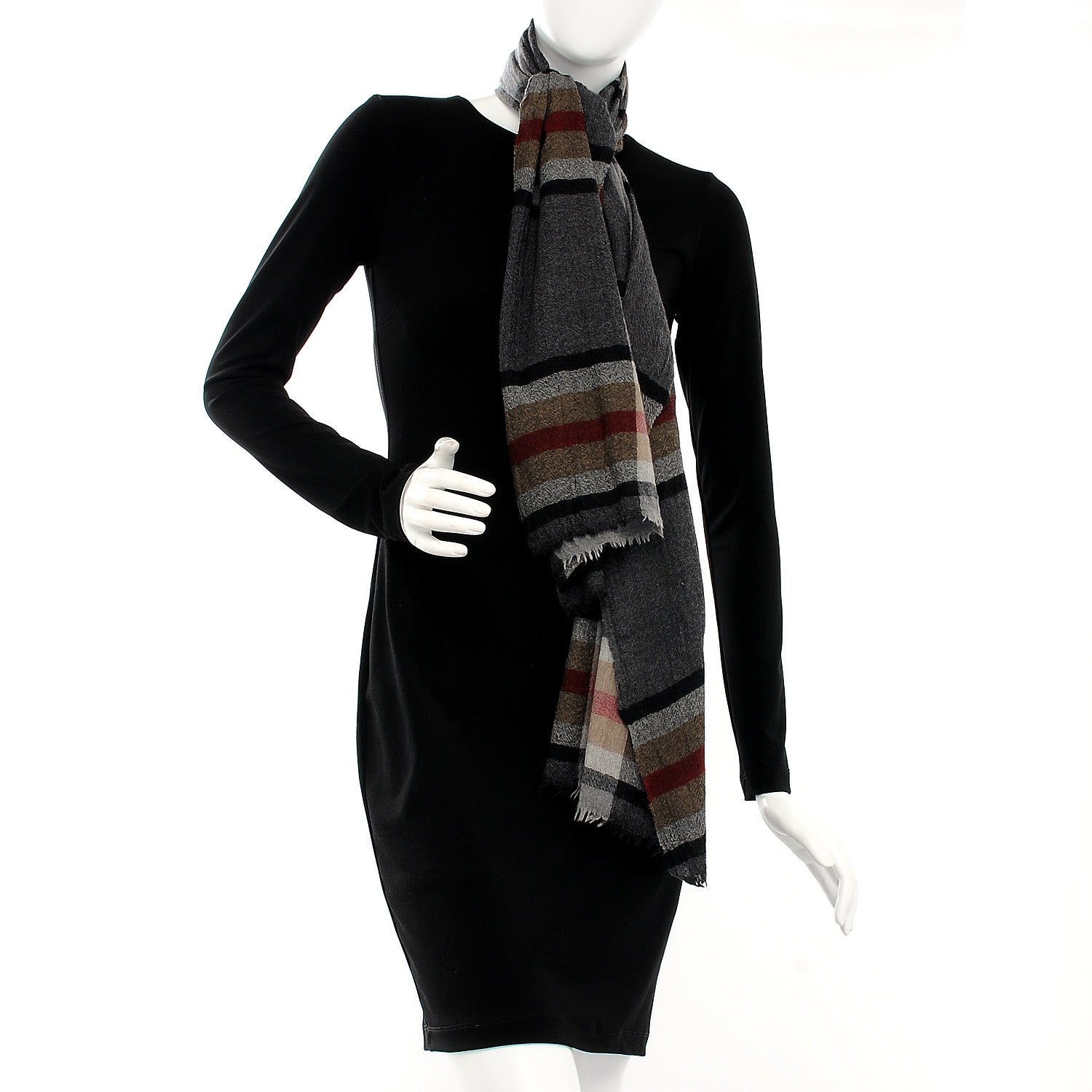 Burberry Wool Silk Ombre Gauze Scarf Grey 2 of 4