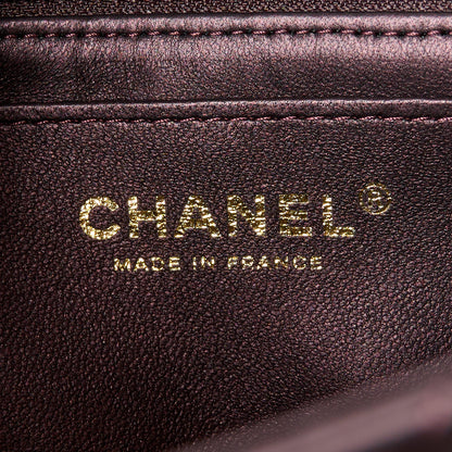 Chanel Iridescent Lambskin Quilted Mini Top Handle Rectangular Flap Burgundy 6 of 12