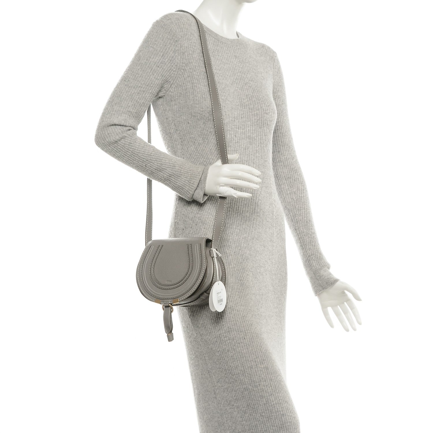 Chloe Calfskin Mini Marcie Round Crossbody Bag Cashmere Grey 2 of 6