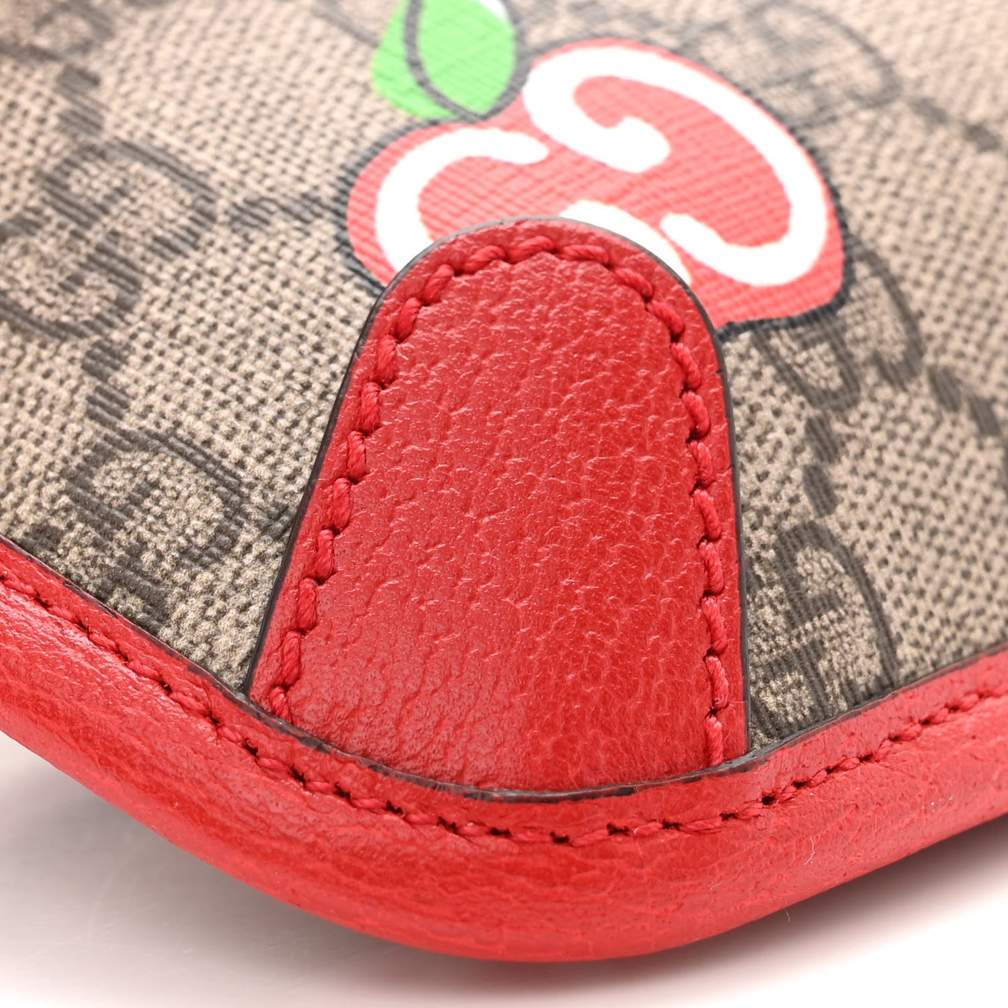 GG Supreme Monogram Apple Interlocking G Belt Bag Beige Multicolor Lobster Red