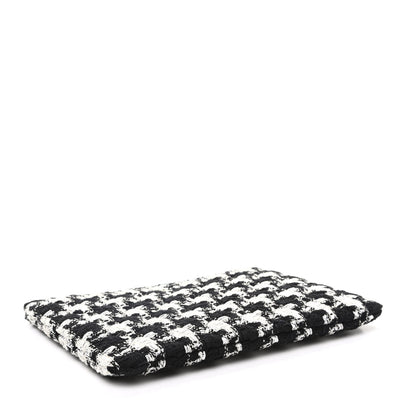 Chanel Tweed Quilted Medium Cosmetic Pouch Black Ecru White 4 of 8