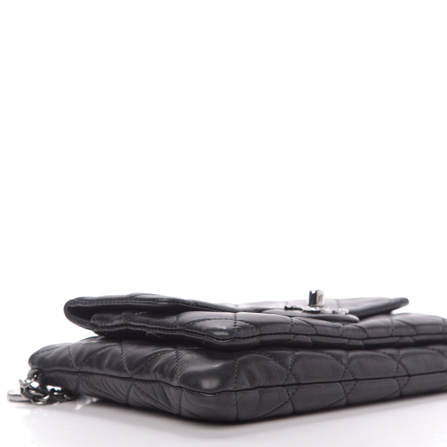 Lambskin Quilted Mineral Nights Flap Wristlet Black