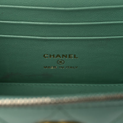Chanel Shiny Calfskin Quilted Small Top Handle Vanity Case With Chain Light Green 6 of 12