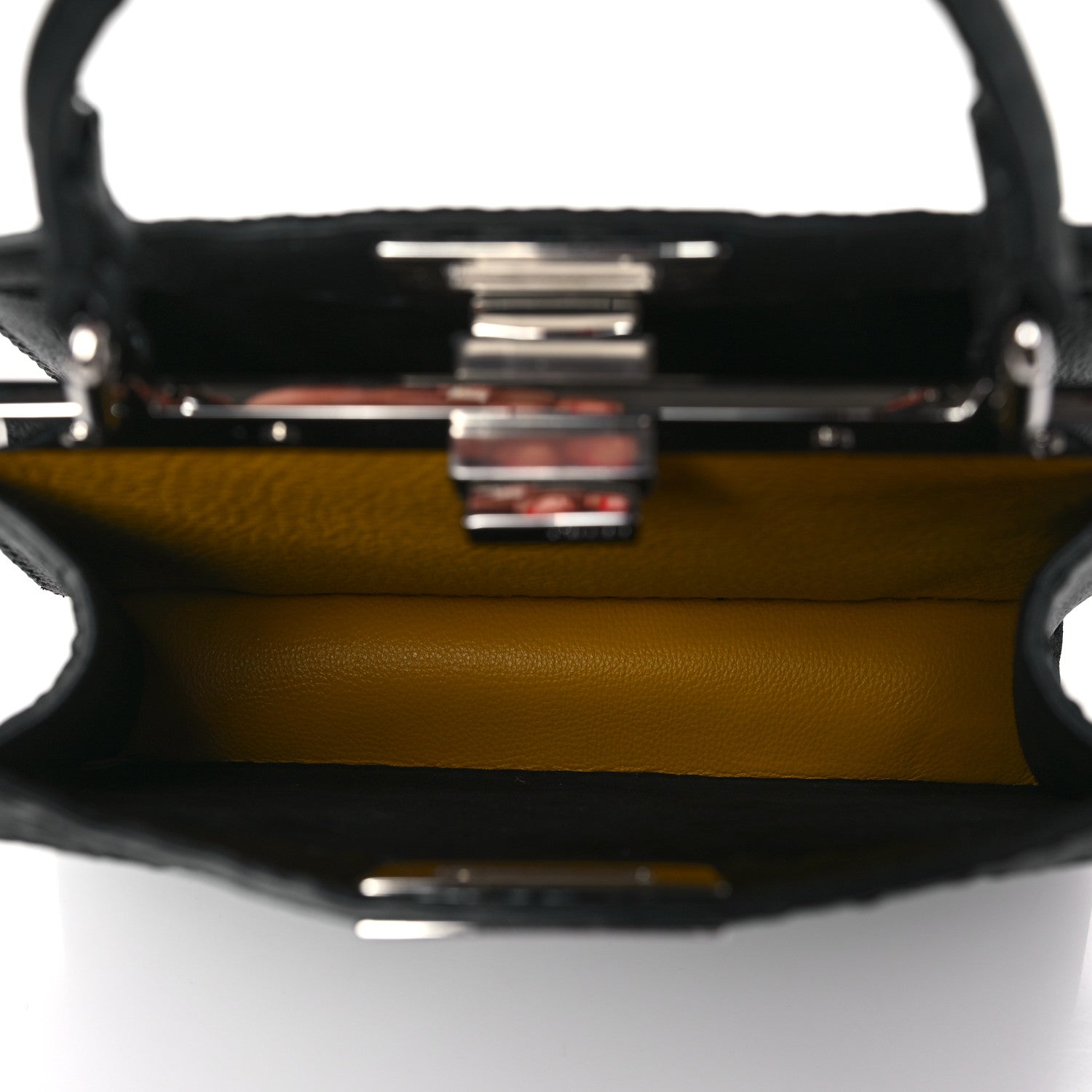 Fendi Cuoio Romano Selleria Chamois Small Peekaboo I SEE U Satchel Black Camel Sunflower 5 of 9