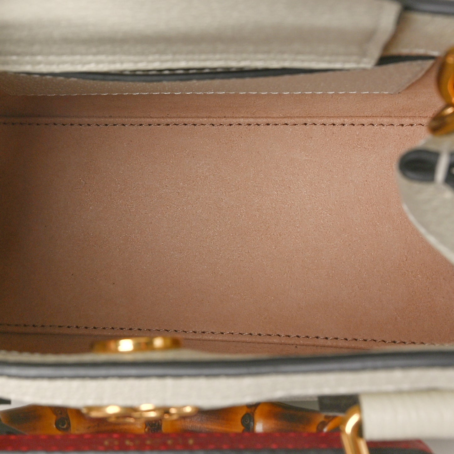 Textured Calfskin Web Mini Diana Tote Bag Mystic White
