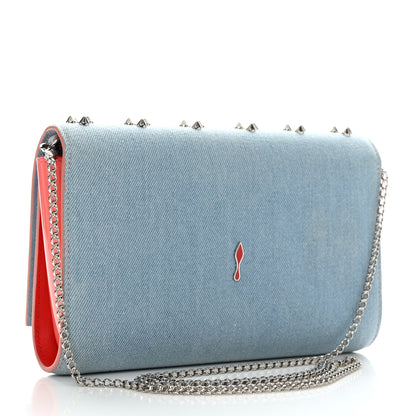 Christian Louboutin Denim Calfskin Patent Pearl Spikes Loubinthesky Paloma Clutch Paloma Blue 2 of 12