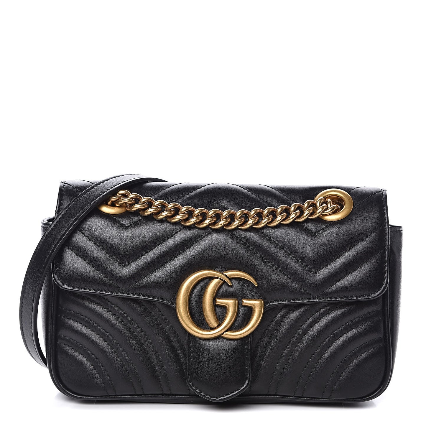 Calfskin Matelasse Mini GG Marmont Shoulder Bag Black