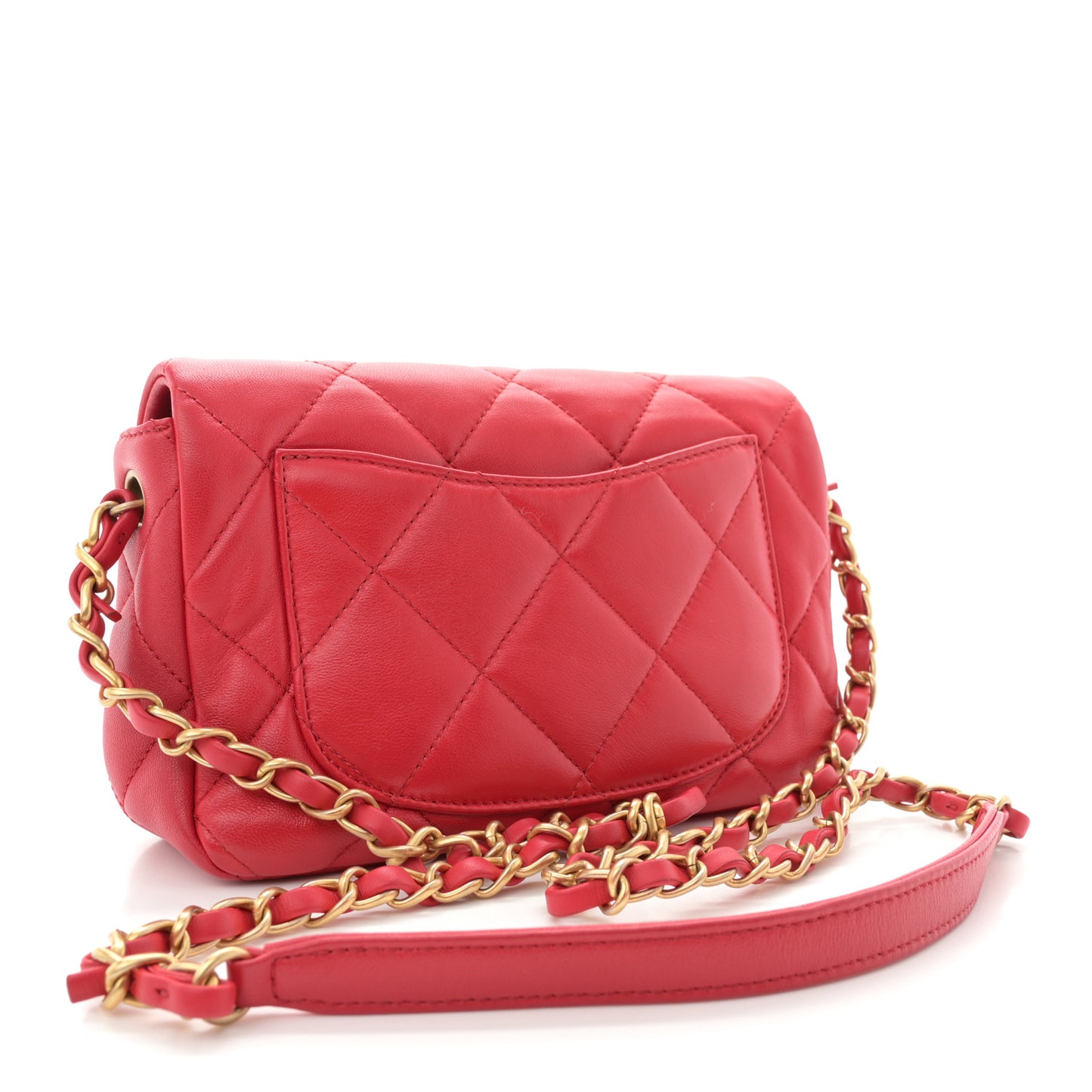 Lambskin Plexiglass Quilted Coco Love Flap Red