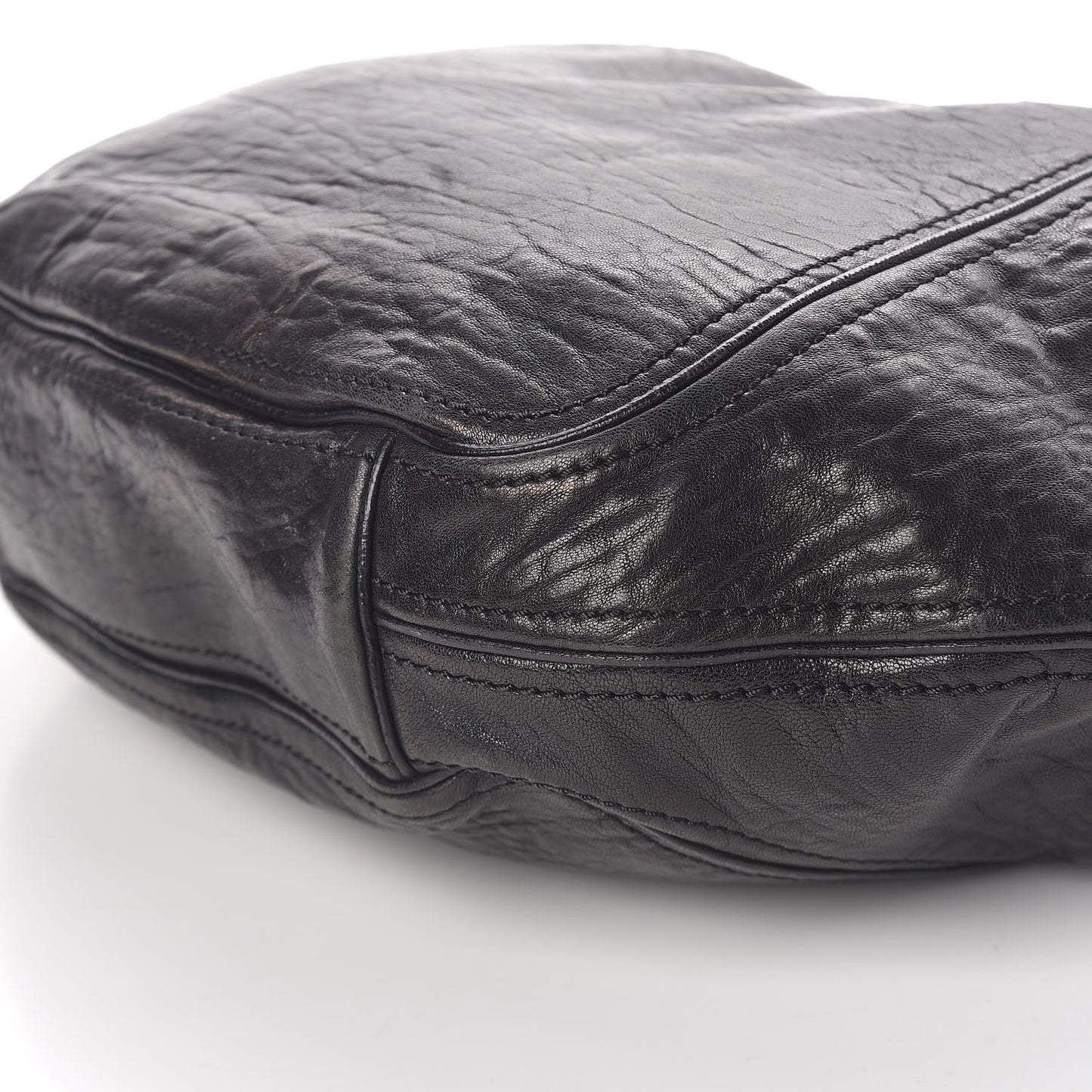 Tumbled Sheepskin Eclipse Hobo Black
