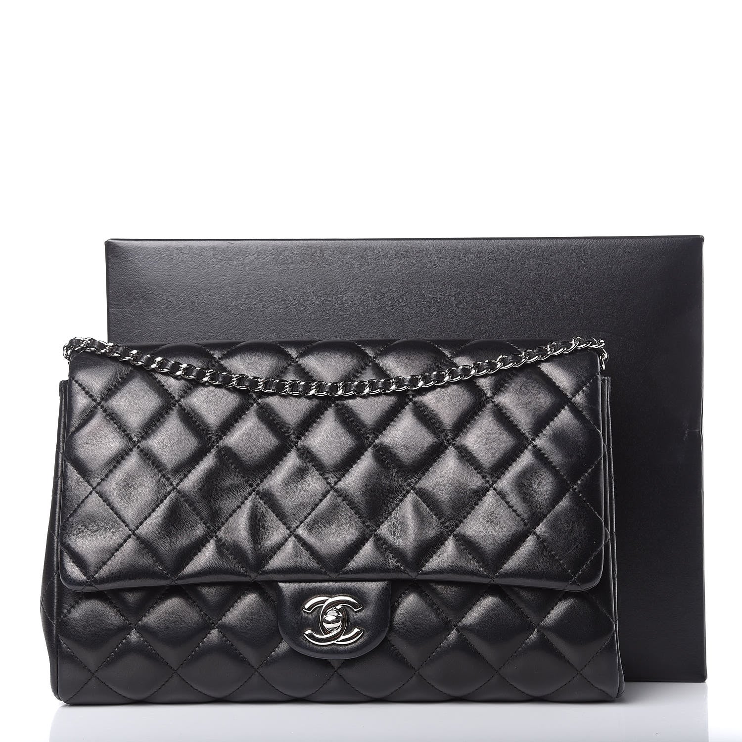 Chanel Lambskin Quilted Clutch With Chain Flap Black 16 of 16