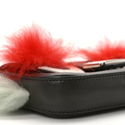 Fendi Nappa Shatoosh Fox Goat Fur Monster Micro Baguette Carbone Tangerine Luna 8 of 9