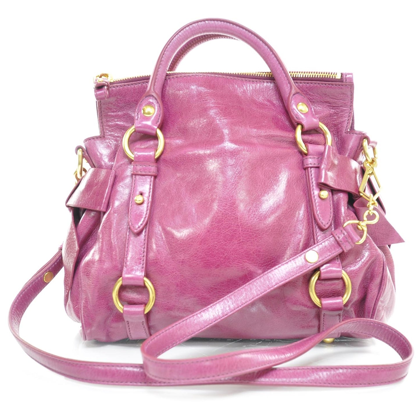 Vitello Lux Mini Bow Bag Fuchsia