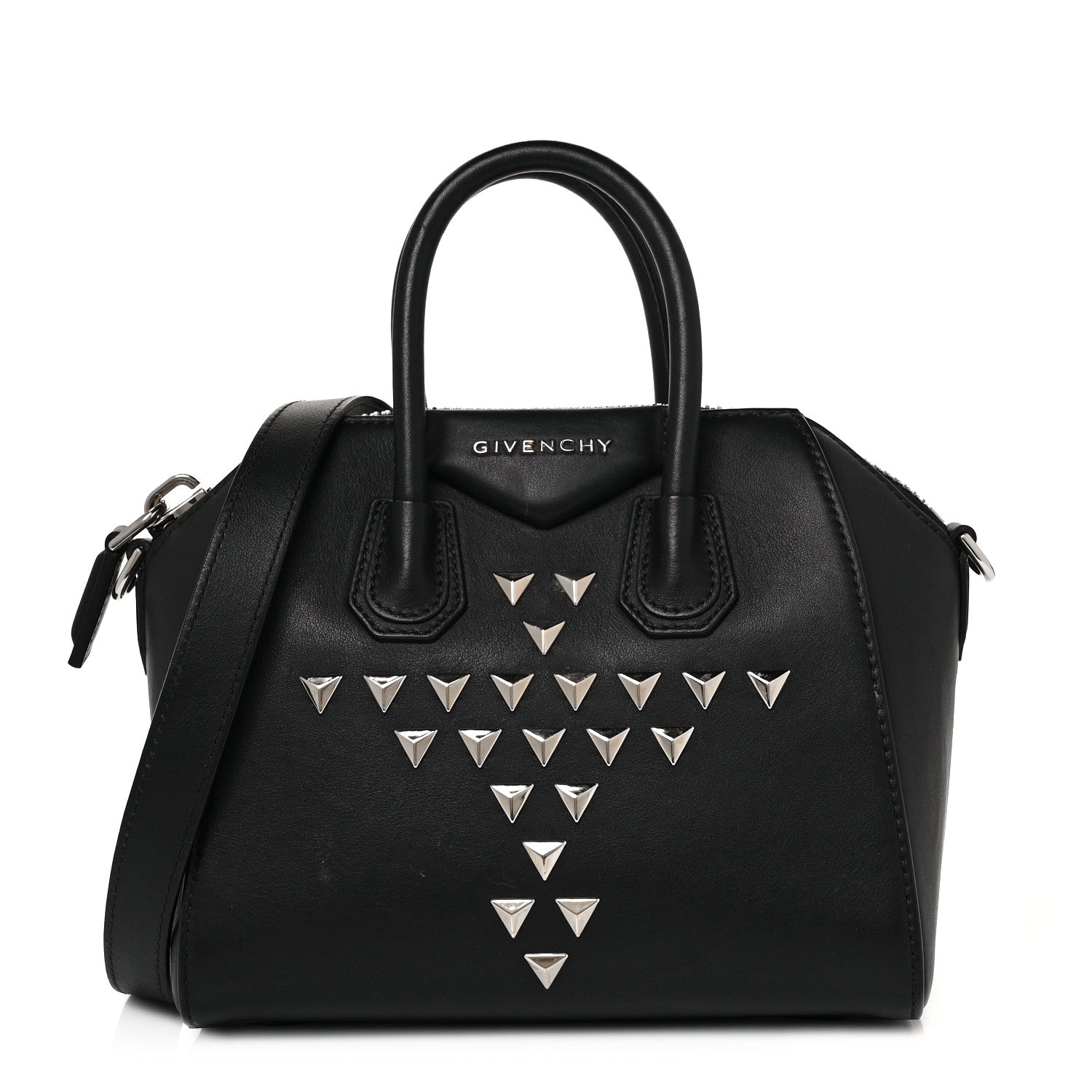 Givenchy Smooth Calfskin Triangle Studded Mini Antigona Black 2 of 16