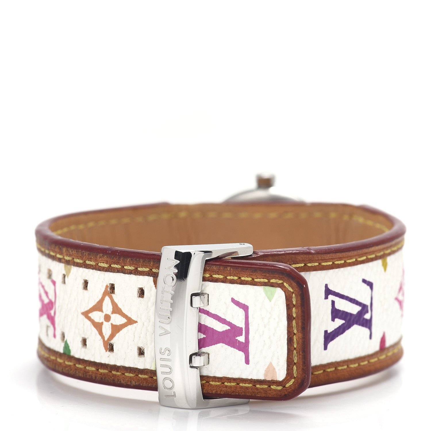 Louis Vuitton Stainless Steel Monogram Multicolor 28mm Tambour Murakami Quartz Watch 4 of 6