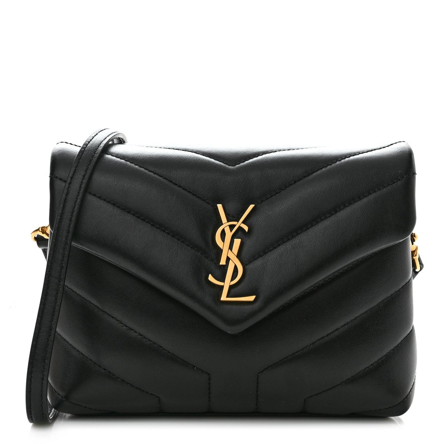 Calfskin Y Quilted Monogram Toy Loulou Crossbody Bag Black