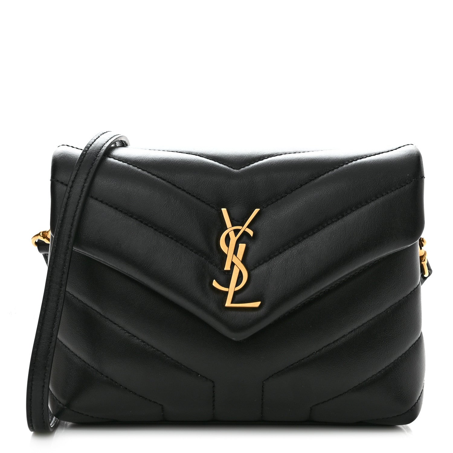 Saint Laurent Calfskin Y Quilted Monogram Toy Loulou Crossbody Bag Black 1 of 10