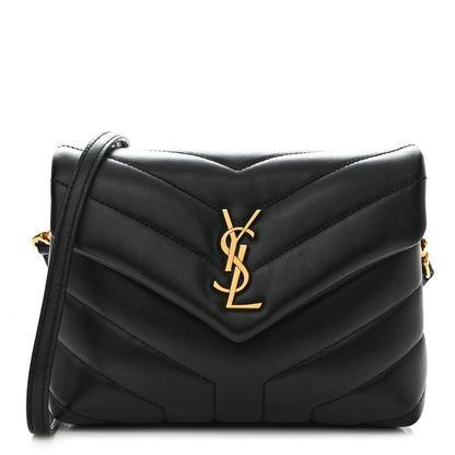 Saint Laurent Calfskin Y Quilted Monogram Toy Loulou Crossbody Bag Black 1 of 10