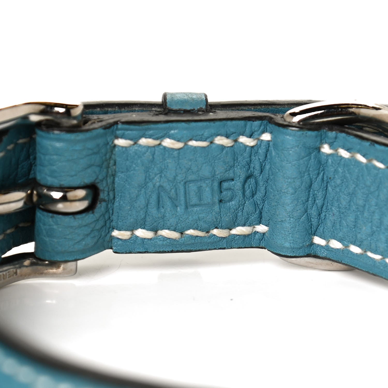 Hermes Taurillon Clemence Kelly Dog Leash and Collar Blue Jean 3 of 6