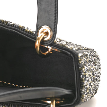 Christian Dior Satin Lambskin Sequin Embroidered Mini Lady Dior Black Multicolor 4 of 8