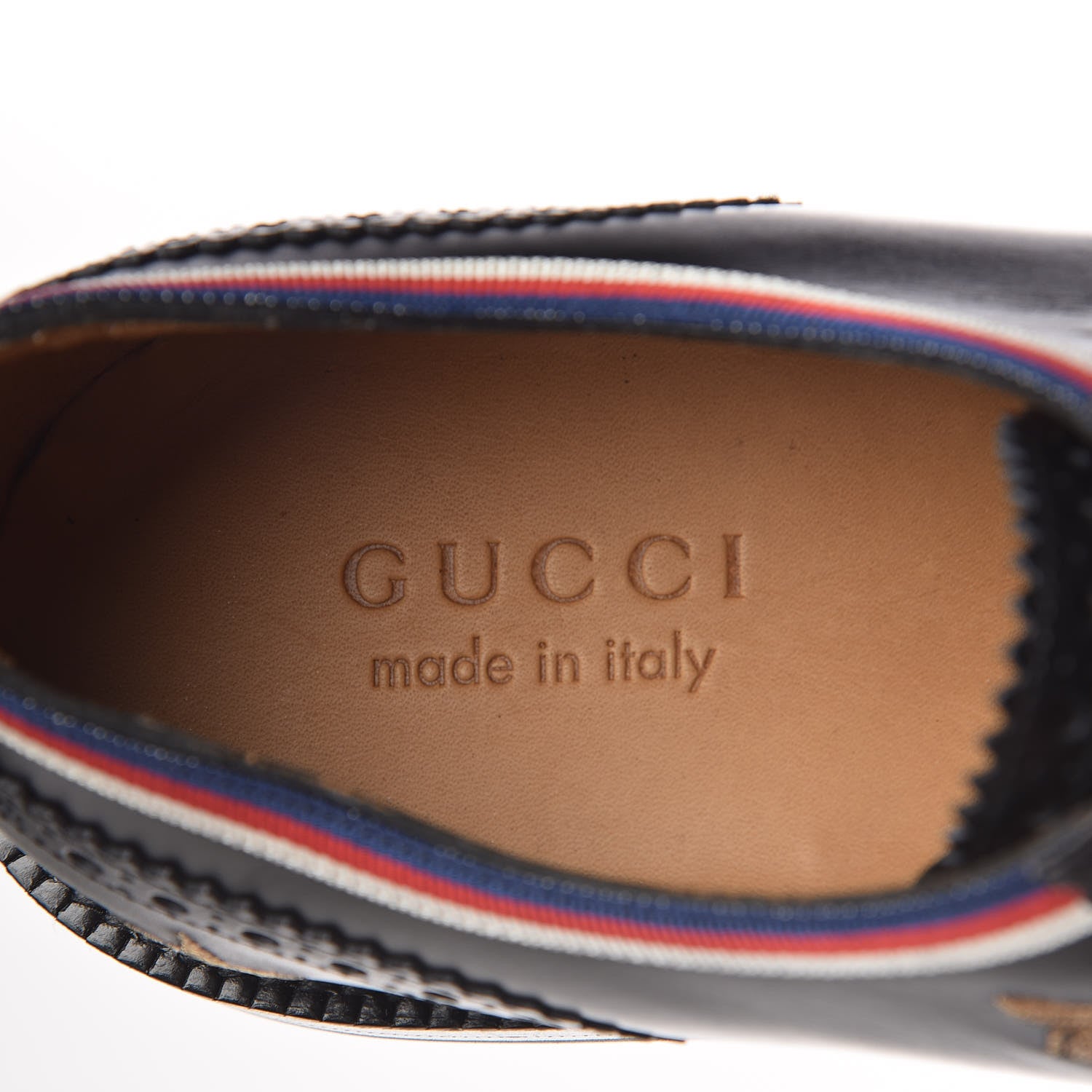 Gucci Calfskin Bee Star Embroidered Mens Captoe Derby Loafers 9 Black 6 of 8