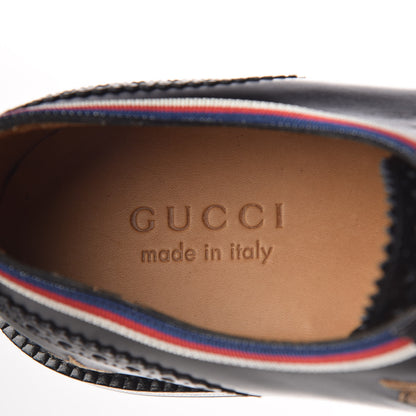 Gucci Calfskin Bee Star Embroidered Mens Captoe Derby Loafers 9 Black 6 of 8