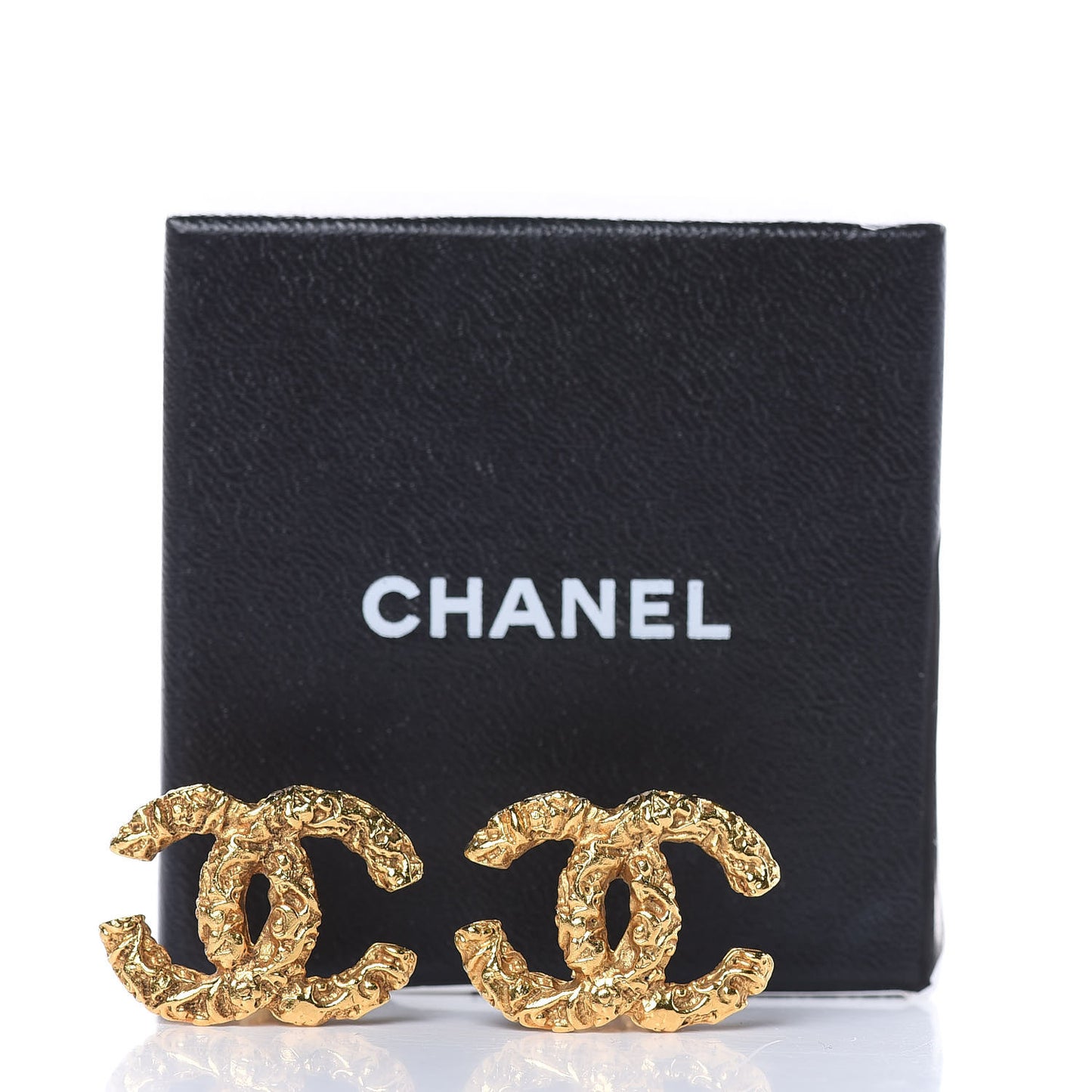 Textured CC Clip On Earrings Gold