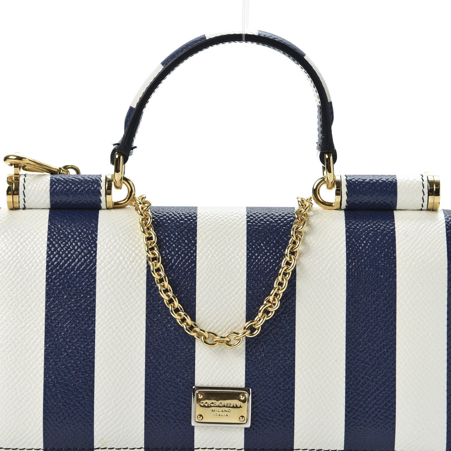 Dolce & Gabbana Dauphine Stripe Mini Von Bag Blue White 9 of 10