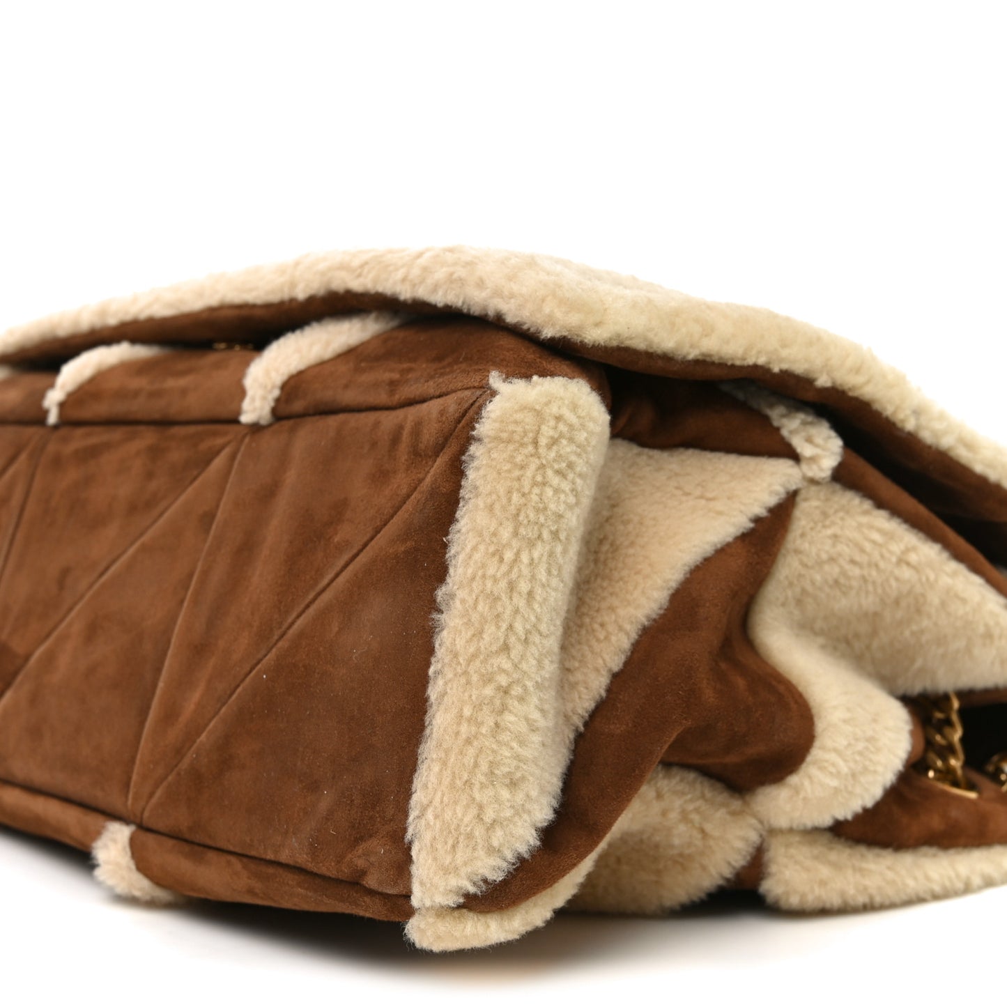 Suede Shearling Patchwork Monogram Giant Jamie Brown Beige