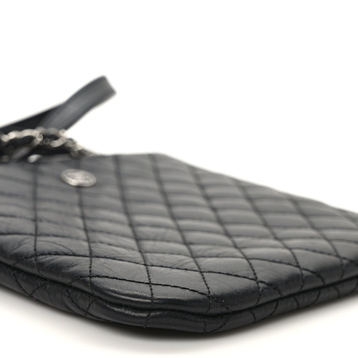Aged Calfskin Quilted Crossbody Bag Black