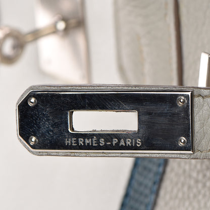 Hermes Taurillon Clemence Lizard Club Birkin 30 Gris Perle White Mykonos 27 of 38