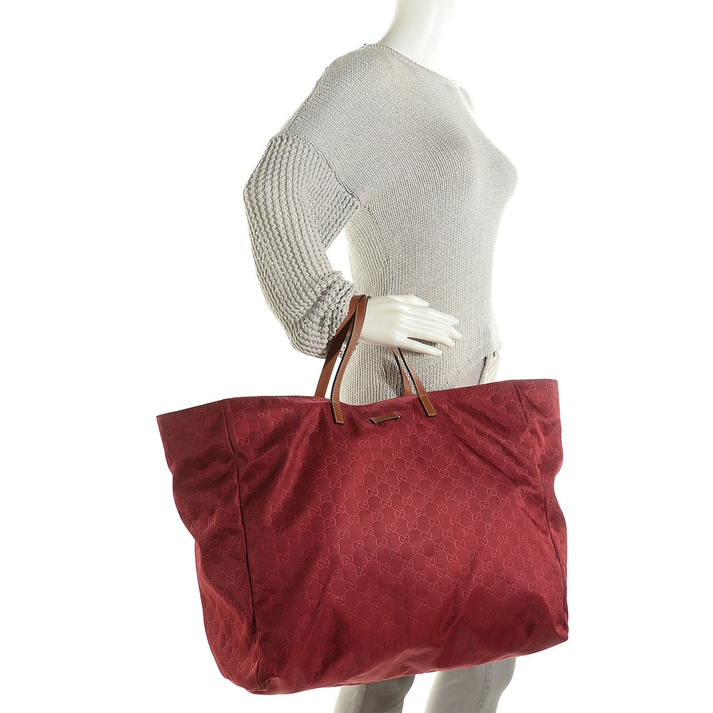 Nylon Monogram Large Tote Red