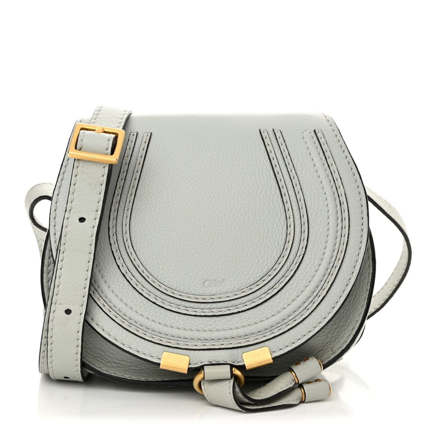 Calfskin Mini Marcie Round Crossbody Bag Faded Blue
