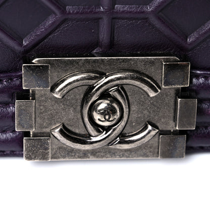 Chanel Calfskin Embossed Small Boy Flap Plum 20 of 21