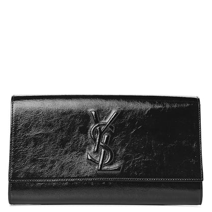 Saint Laurent Textured Patent Monogram Large Belle De Jour Clutch Black 1 of 9