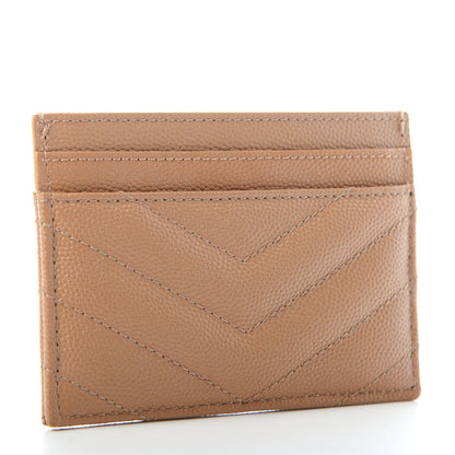 Saint Laurent Grain De Poudre Matelasse Chevron Monogram Credit Card Case Cork 3 of 6