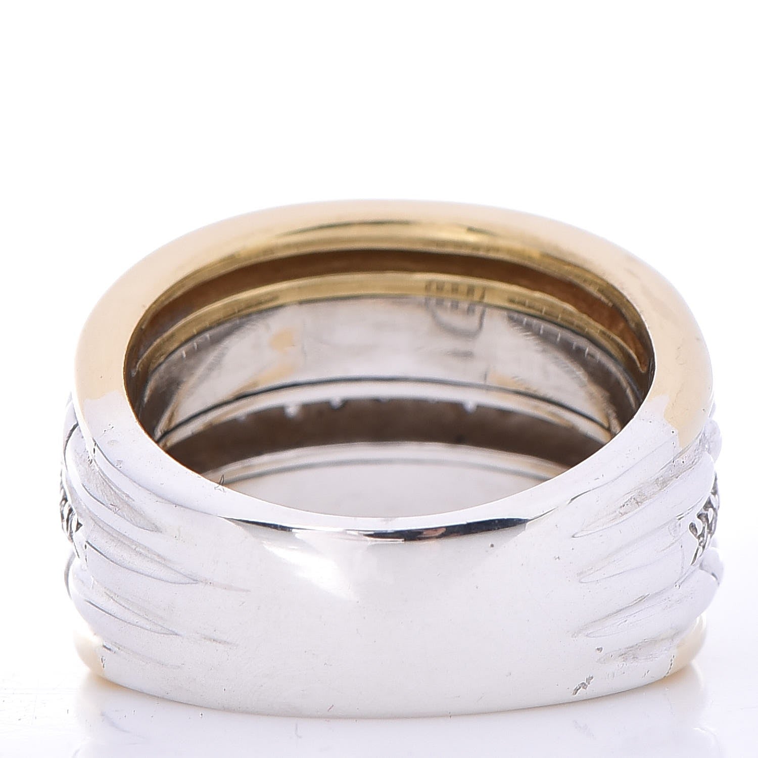 David Yurman Sterling Silver 18K Yellow Gold Diamond Wide Cable Ring 54 7 4 of 6