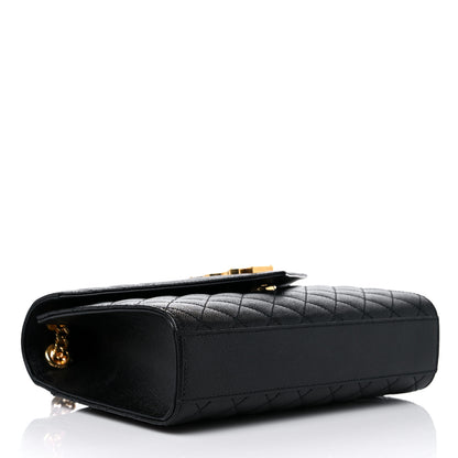 Saint Laurent Grain De Poudre Textured Mixed Matelasse Triquilt Medium Monogram Satchel Black 4 of 10