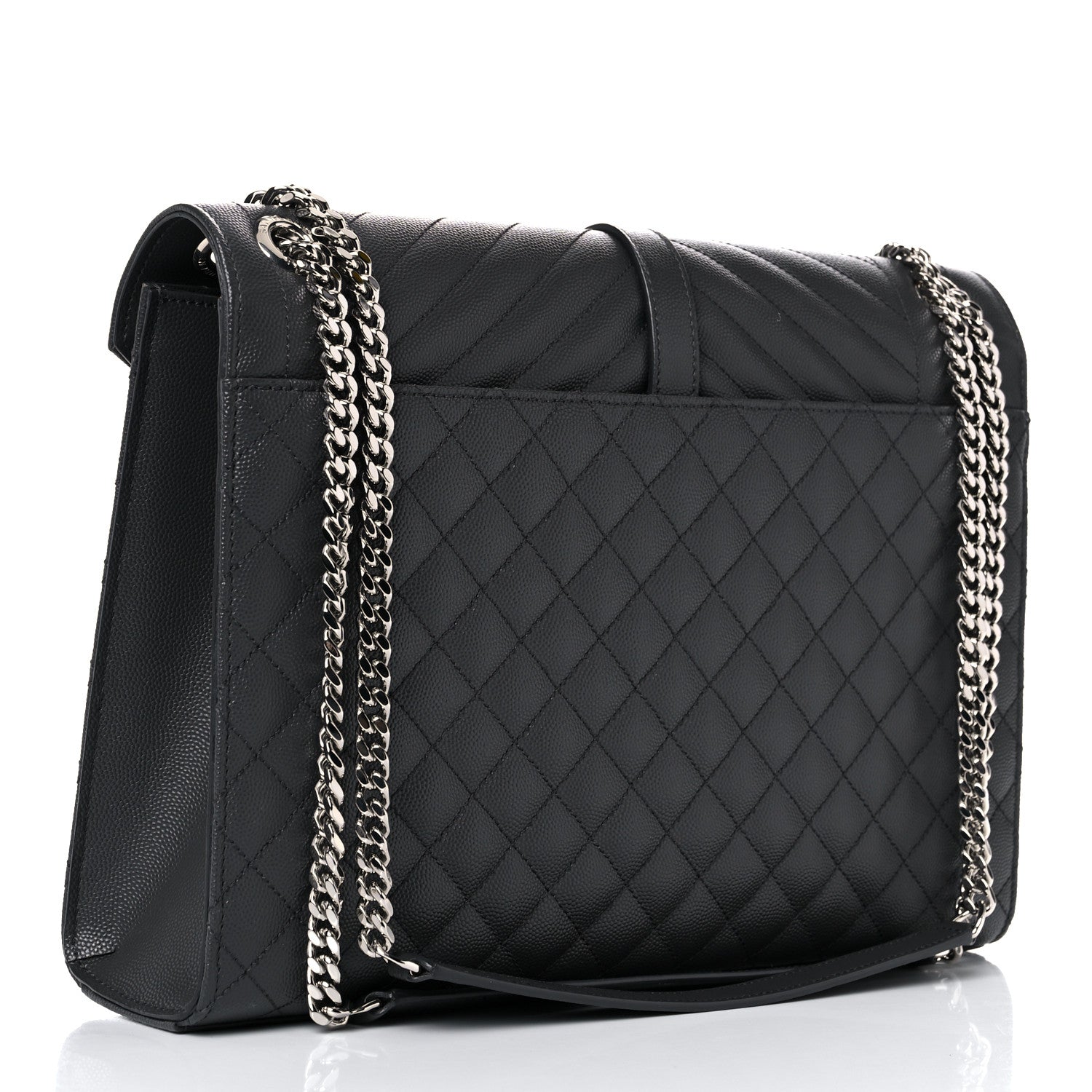 Saint Laurent Grain De Poudre Textured Mixed Matelasse Large Triquilt Monogram Satchel Asphalt 3 of 12