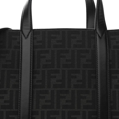 Fendi Recycled Fabric Jacquard Vitello Astro FF 1974 Shopping Tote Asfalto Black 8 of 11