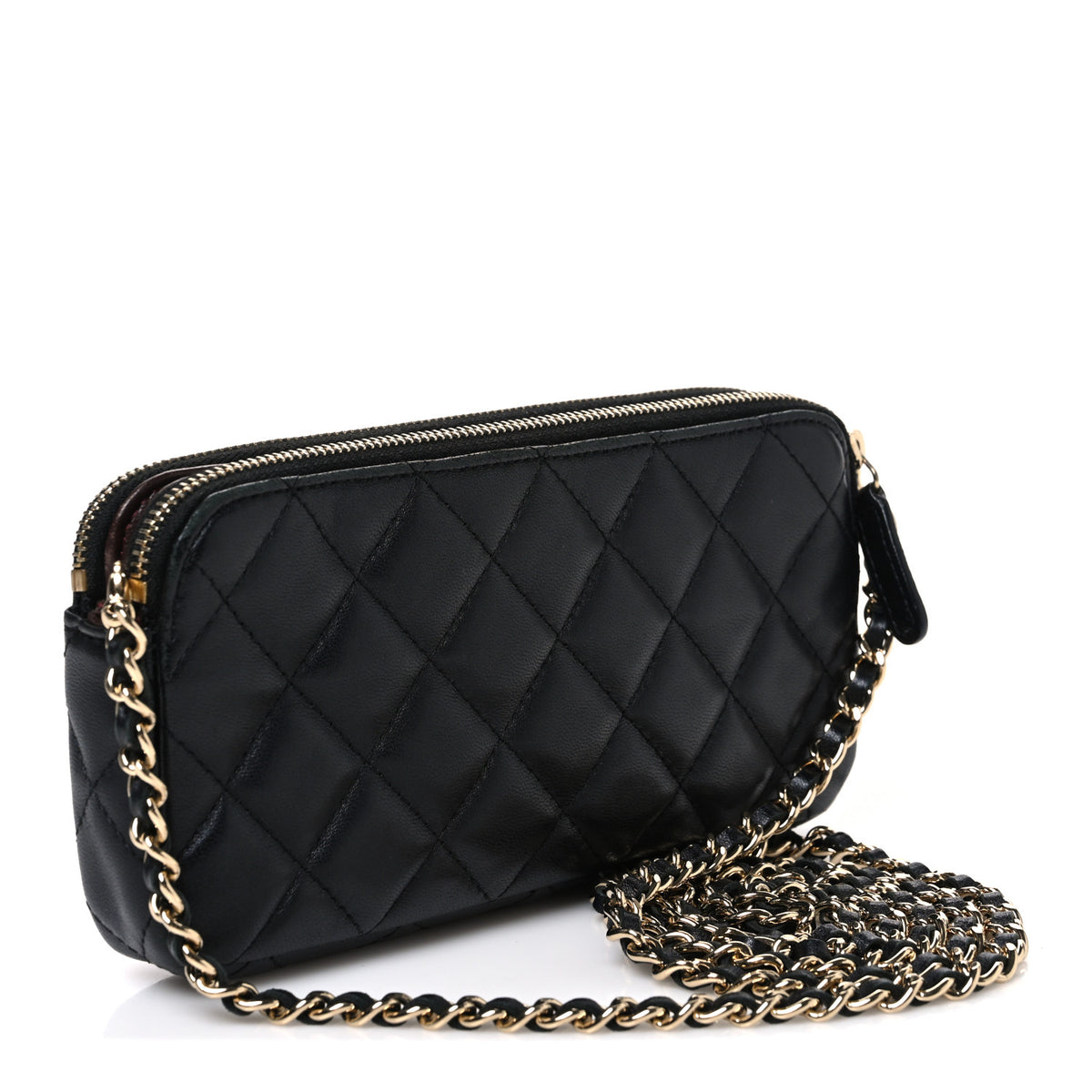 Chanel Lambskin Quilted Small Clutch With Chain Black 3 of 11