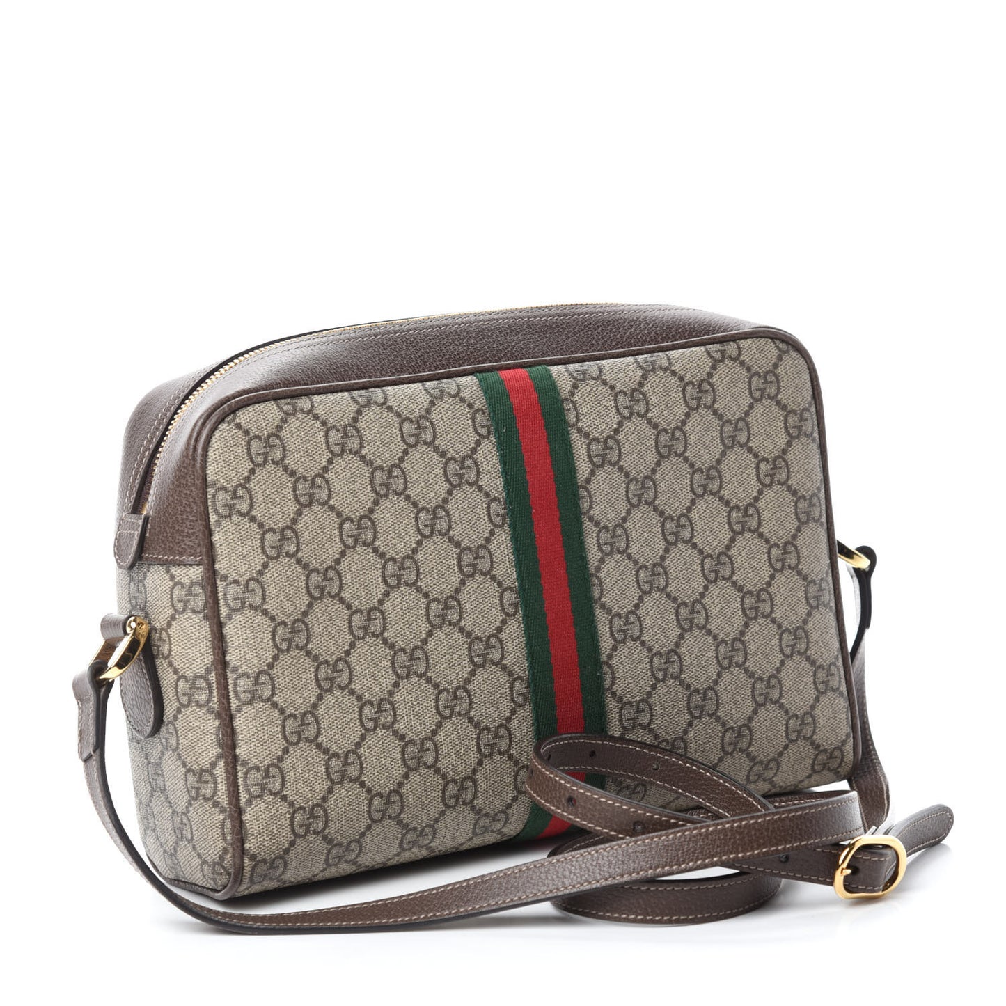 GG Supreme Monogram Web Small Ophidia Shoulder Bag Brown