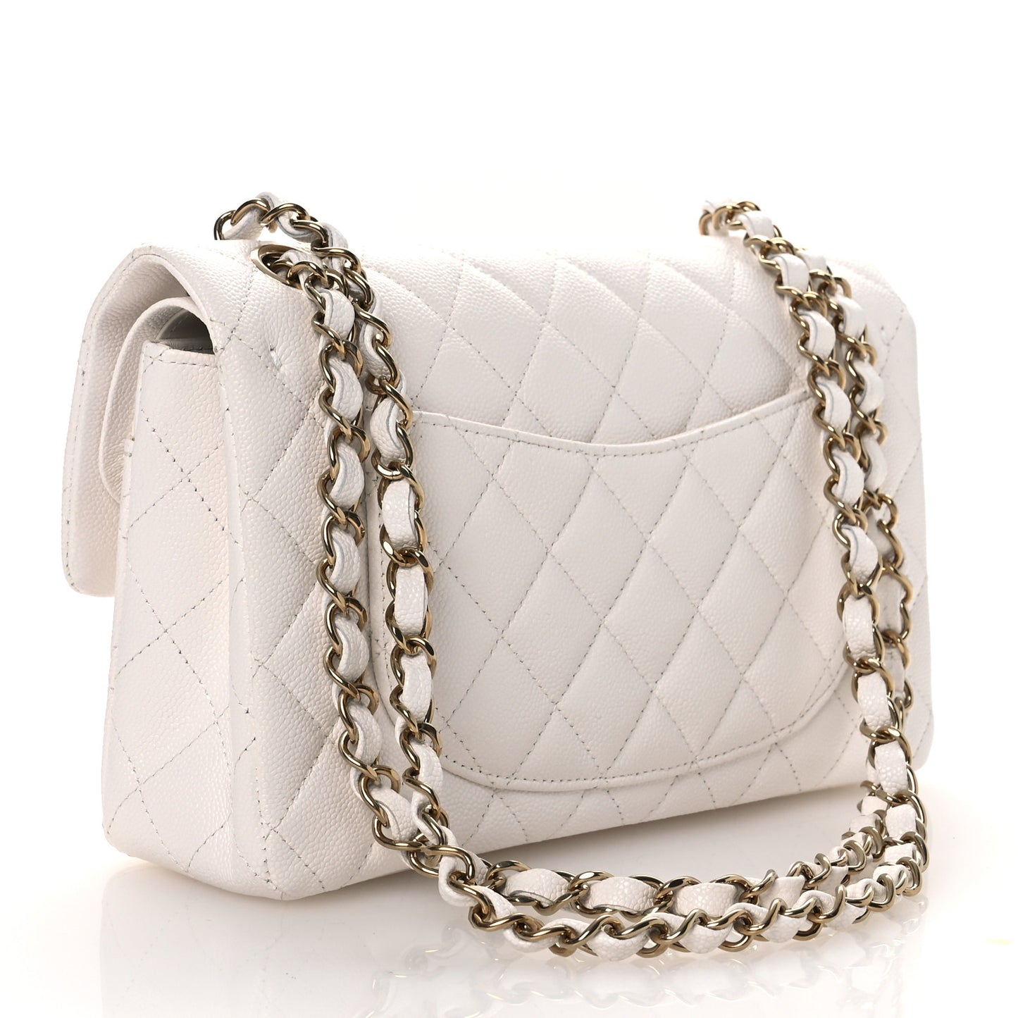 Caviar Quilted Small Double Flap White