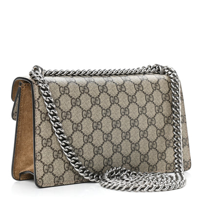 Gucci GG Supreme Monogram Suede Crystal Small Dionysus Shoulder Bag Beige Ebony Taupe 3 of 9